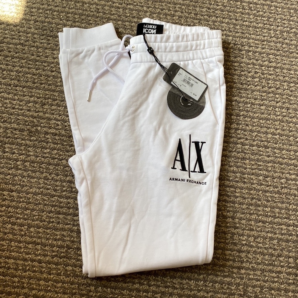 Armani exchange white joggers